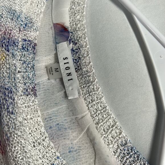 Sioni Tunic Sweater Knit/Chiffon Layered Long Sleeve Pullover Scoop Neck Medium - Picture 9 of 10